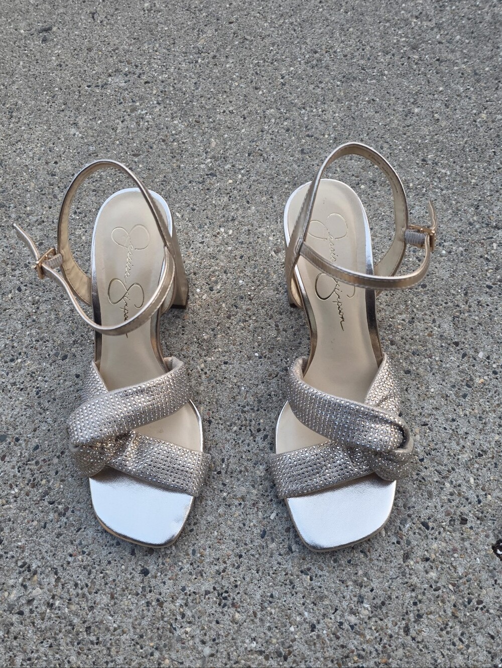 Jessica Simpson Metallic Gold Knotted Slingback Sandals Size 7.5
